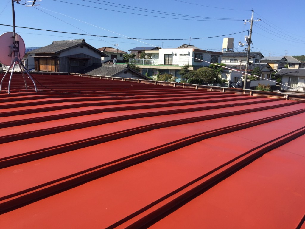 早島町屋根塗装工事　工事中の写真